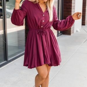 BRAND NEW | Pink Lily Burgundy Shirt Dress, Size M